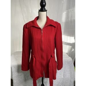MARIO DE PINTO MDP Womens Red Wool Blend Zip Up Jacket fits like a small